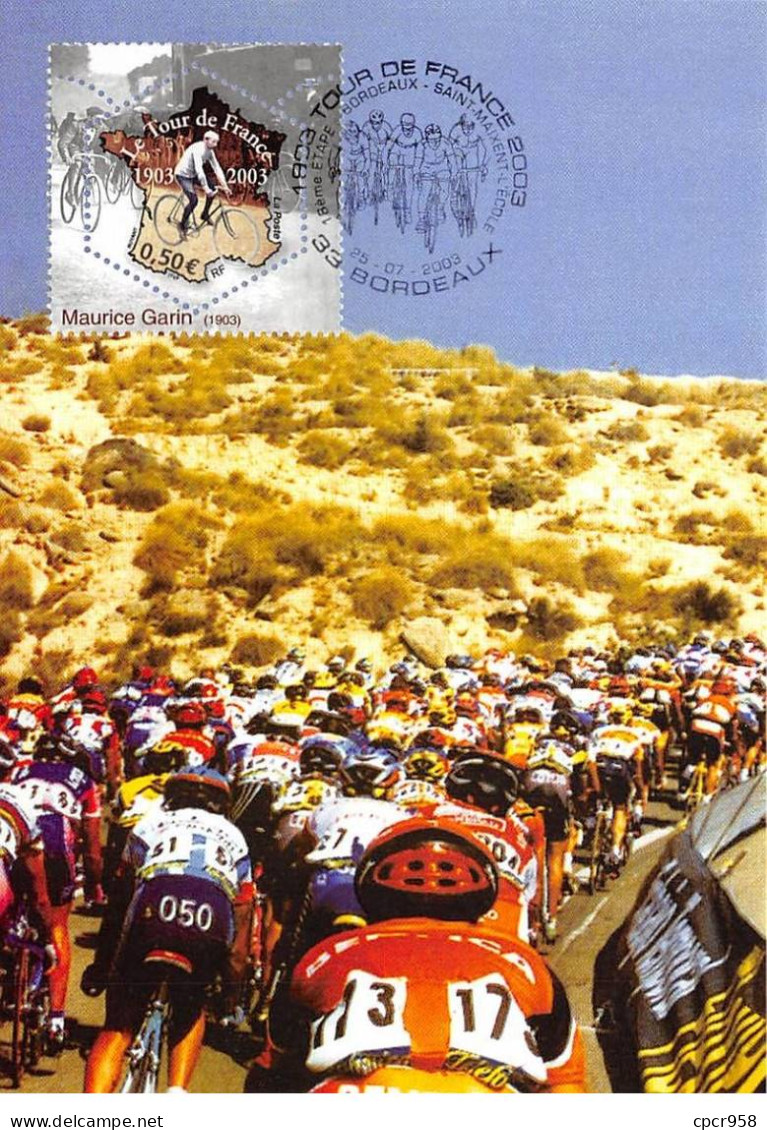 Carte Maximum - FRANCE - COR13277 - 25/07/2003 - Le Tour De France 2003 - 18eme étape - Cachet Bordeaux - 2000-2009