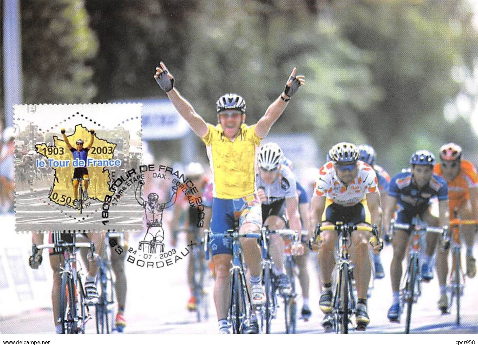 Carte Maximum - FRANCE - COR13278 - 24/07/2003 - Le Tour De France 2003 - 17eme étape - Cachet Bordeaux - 2000-2009