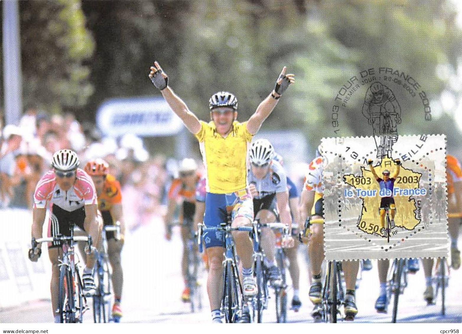 Carte Maximum - FRANCE - COR13280 - 28/06/2003 - Le Tour De France 2003 - Premier Jour - Cachet Marseille - 2000-2009