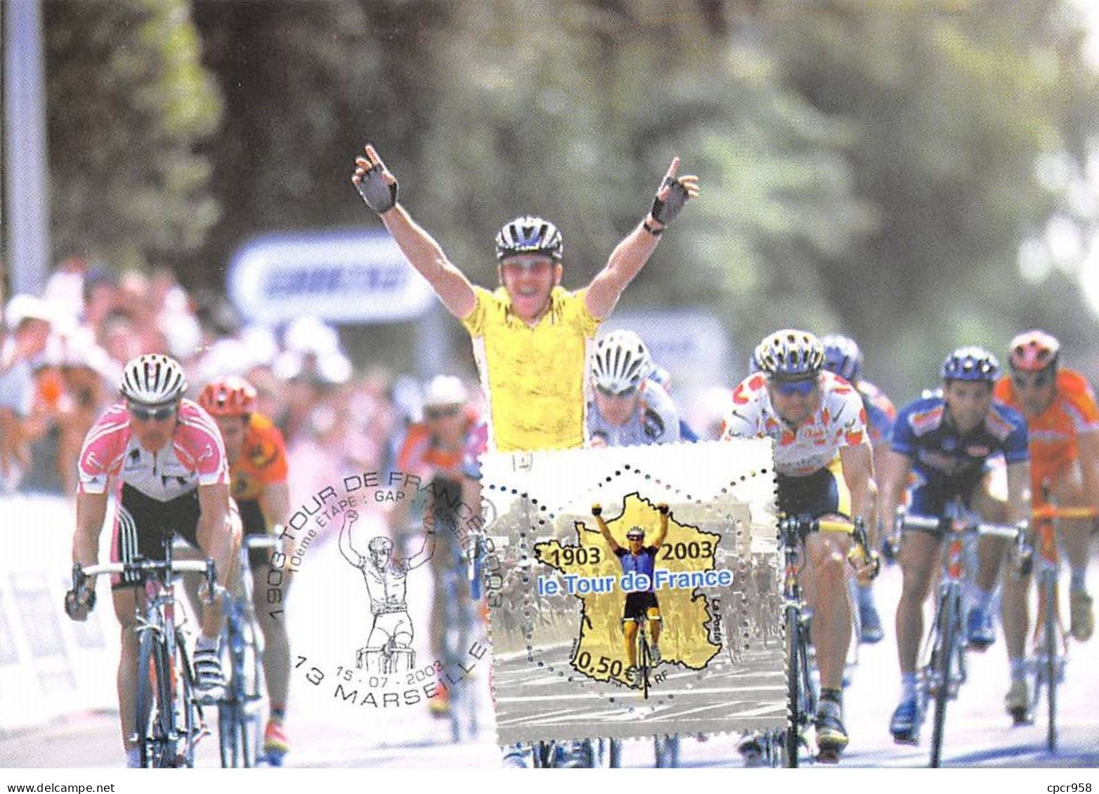 Carte Maximum - FRANCE - COR13284 - 19/07/2003 - Le Tour De France 2003 - 13eme étape - Cachet Ax Les Thermes - 2000-2009