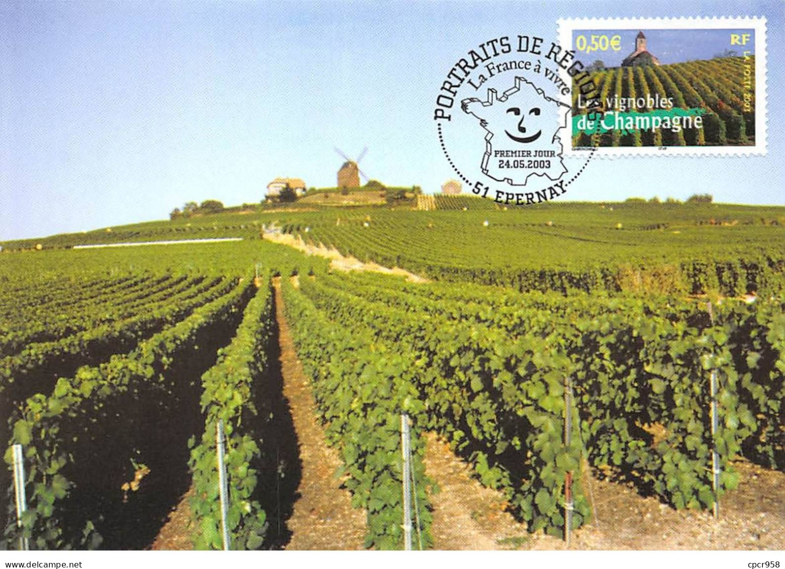 Carte Maximum - FRANCE - COR13291 - 24/05/2003 - Les Vignobles De Champagne - Cachet Epernay - 2000-2009