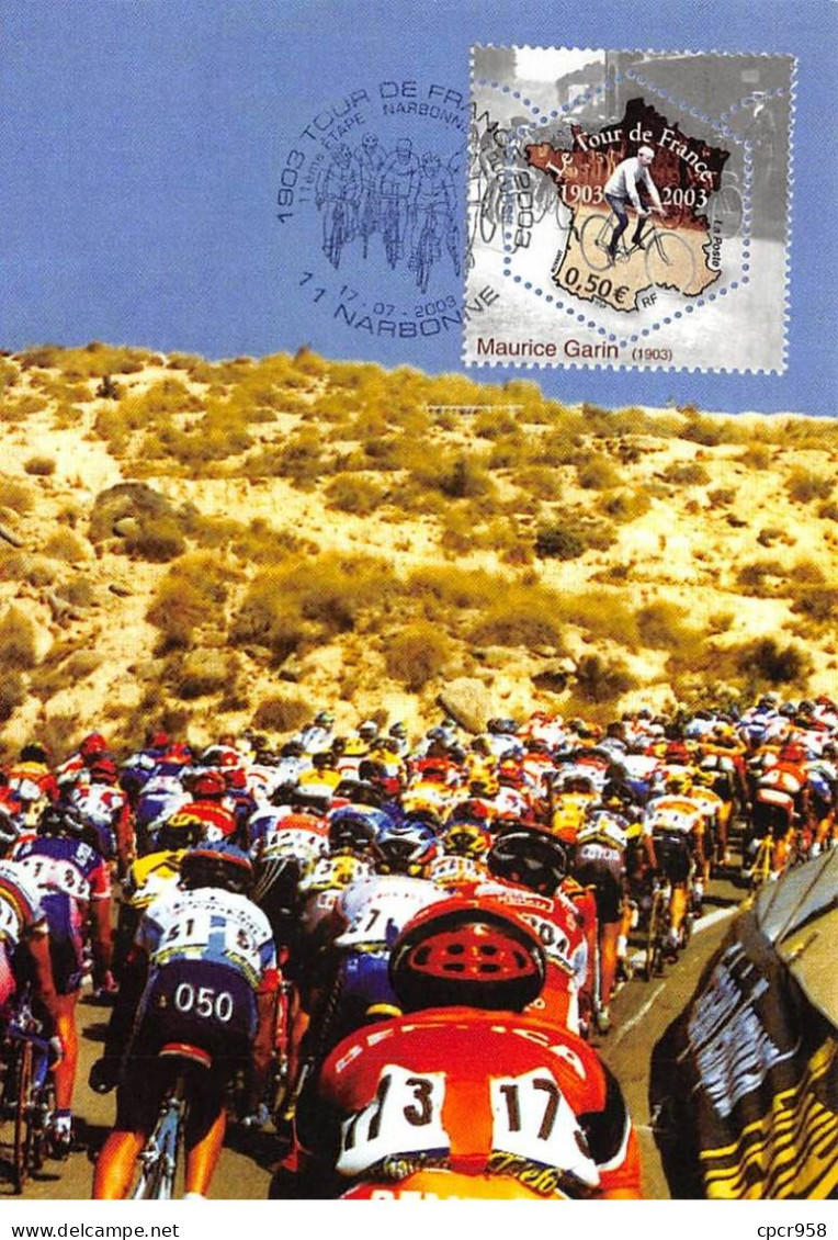 Carte Maximum - FRANCE - COR13285 - 20/07/2003 - Le Tour De France 2003 - 14eme étape - Cachet Saint Girons - 2000-2009