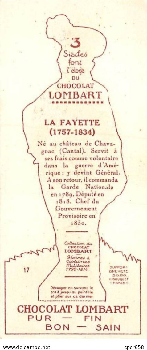 CHROMOS.AM22823.Chocolat Lombart.5x12 Cm Env.Gloires Et Costumes Militaires 1790-1814.N°17.La Fayette - Lombart