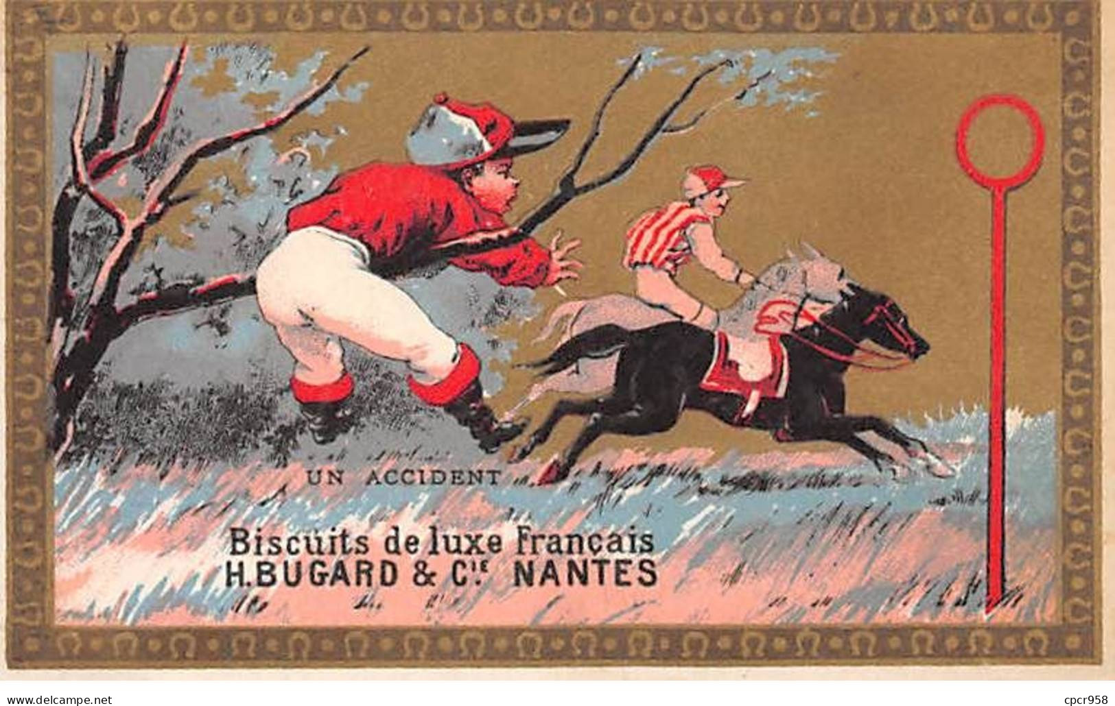 CHROMOS.AM23021.7x11 Cm Env.Biscuit De Luxe Français.Bugard & Cie.Un Accident.Course De Chevaux - Andere & Zonder Classificatie