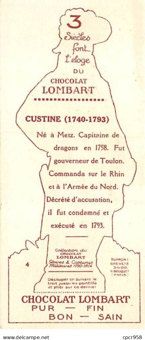 CHROMOS.AM22810.Chocolat Lombart.5x12 Cm Env.Gloires Et Costumes Militaires 1790-1814.N°4.Custine - Lombart