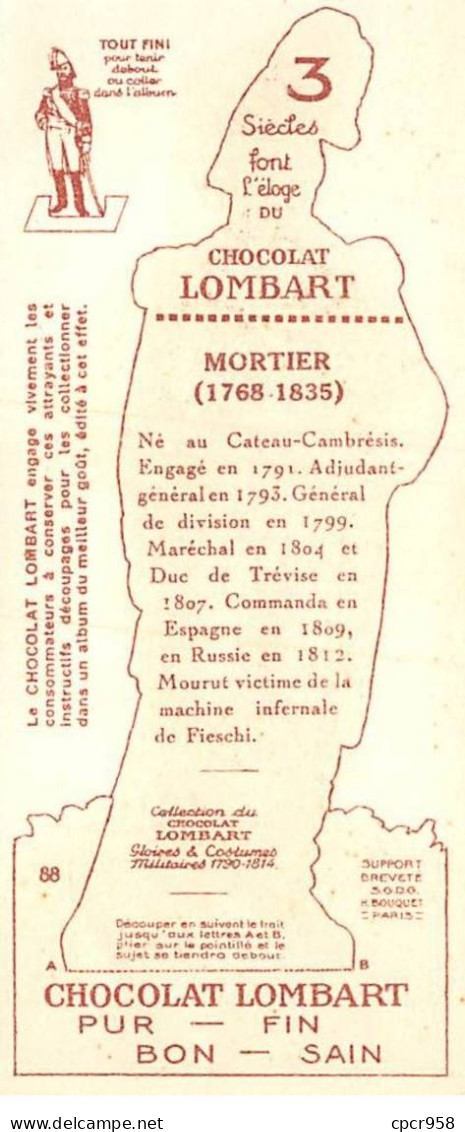 CHROMOS.AM22809.Chocolat Lombart.5x12 Cm Env.Gloires Et Costumes Militaires 1790-1814.N°88.Mortier - Lombart