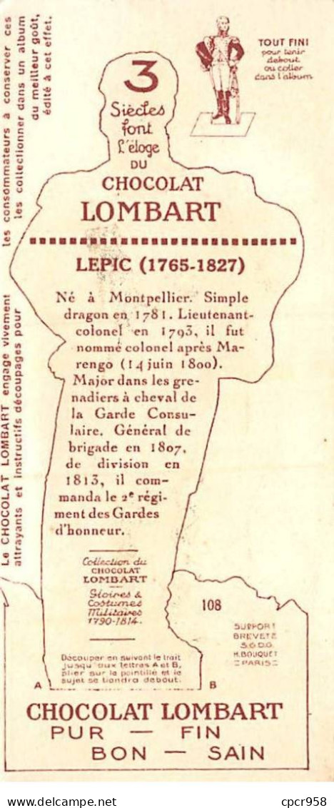 CHROMOS.AM22803.Chocolat Lombart.5x12 Cm Env.Gloires Et Costumes Militaires 1790-1814.N°108.Lepic - Lombart