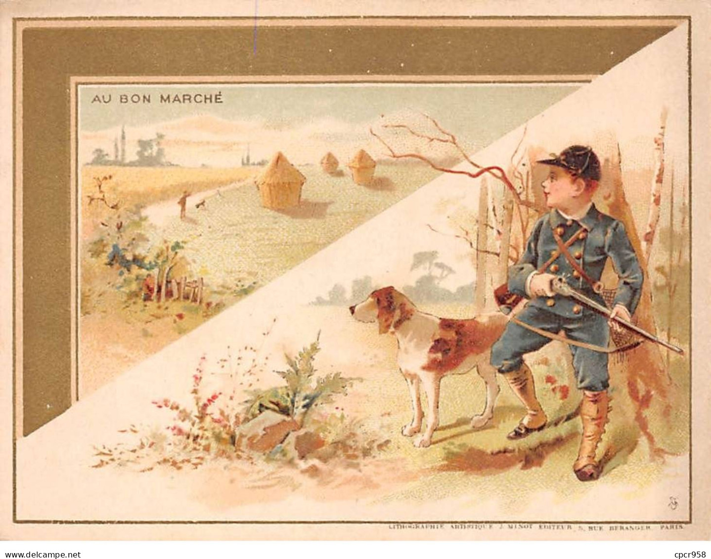 Chromos - COR14643 - Au Bon Marché - Homme - Chasseur - Chien - 12x9 Cm Environ - En L'état - Au Bon Marché