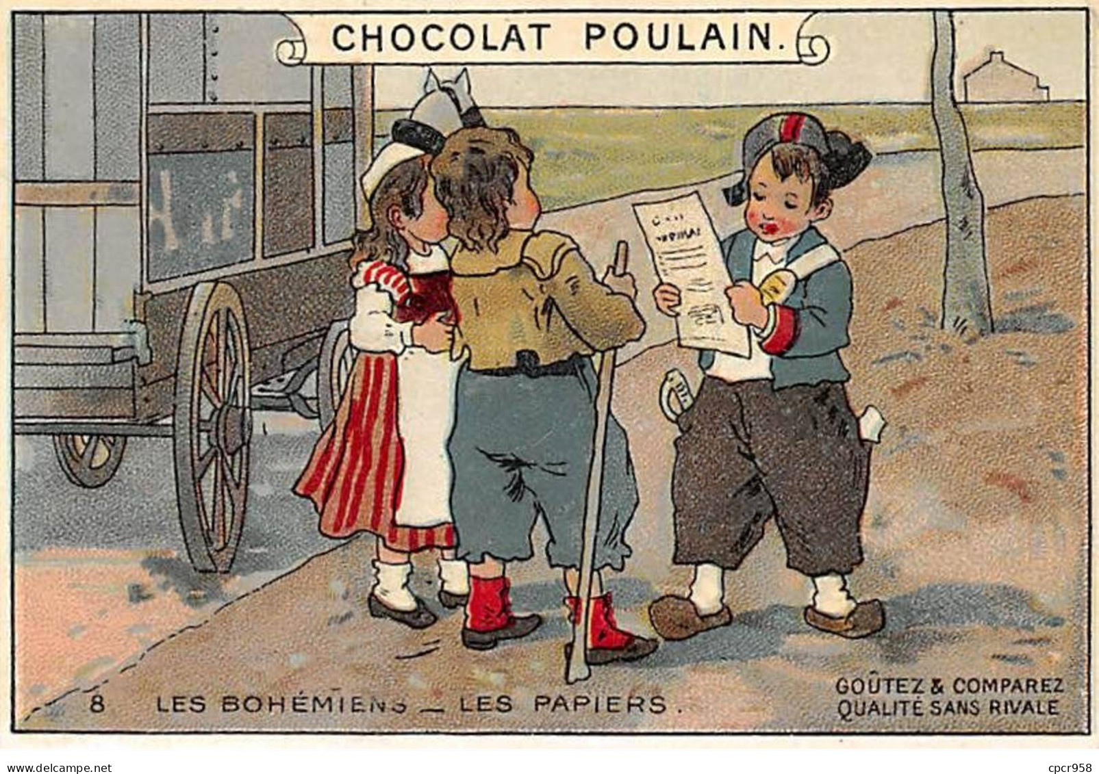 Chromos - COR14660 - Chocolat Poulain - Bohémiens - Somnambule - Hommes-Femme - 10x7 Cm Environ - En L'état - Poulain