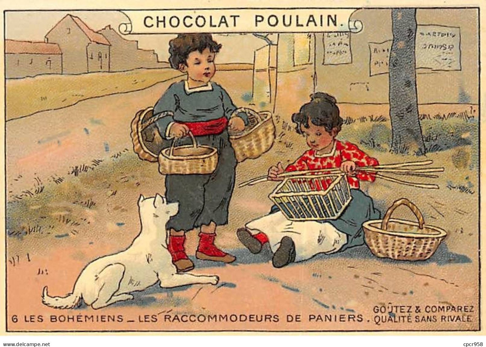 Chromos - COR14661 - Chocolat Poulain - Bohémiens - Raccommodeurs De Paniers- Homme-Femme - 10x7 Cm Environ - En L'état - Poulain