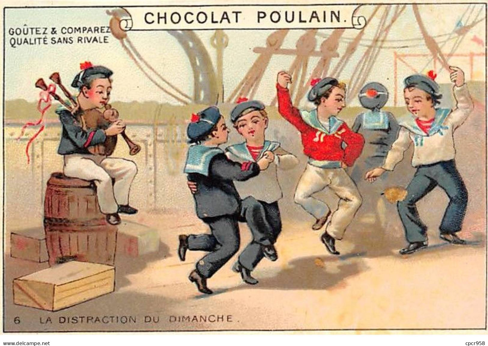 Chromos - COR14669 - Chocolat Poulain - Distraction Du Dimanche -Hommes - Matelots - 10x7 Cm Environ - En L'état - Poulain