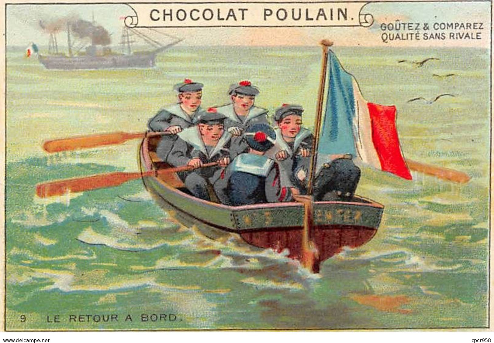 Chromos - COR14671 - Chocolat Poulain - Retour à Bord - Hommes - Matelots - Bateaux - 10x7 Cm Environ - En L'état - Poulain
