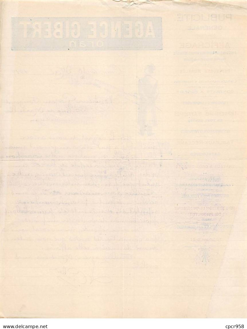 Facture.AM20809.Algérie.Oran.1927.Agence Gibert.Publicité Générale - Andere & Zonder Classificatie