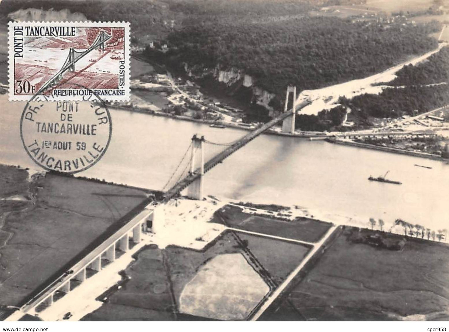 Carte Maximum - FRANCE - COR12754 - 01/08/1959 - Pont De Tancarville - Cachet Tancarville - 1950-1959