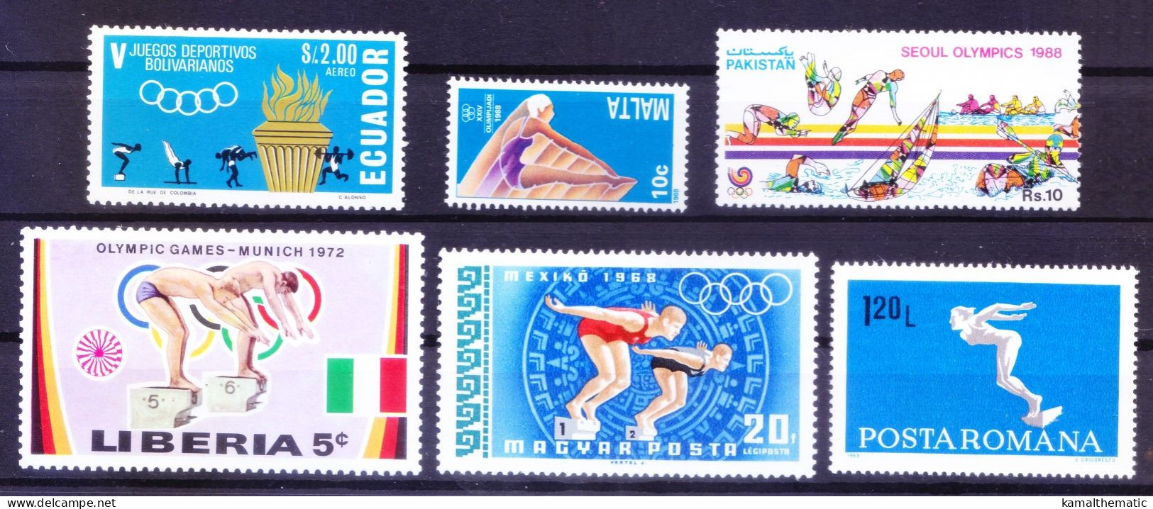 Diving Aquatic Sports, 33 All Different MNH Stamps Collection - Tauchen