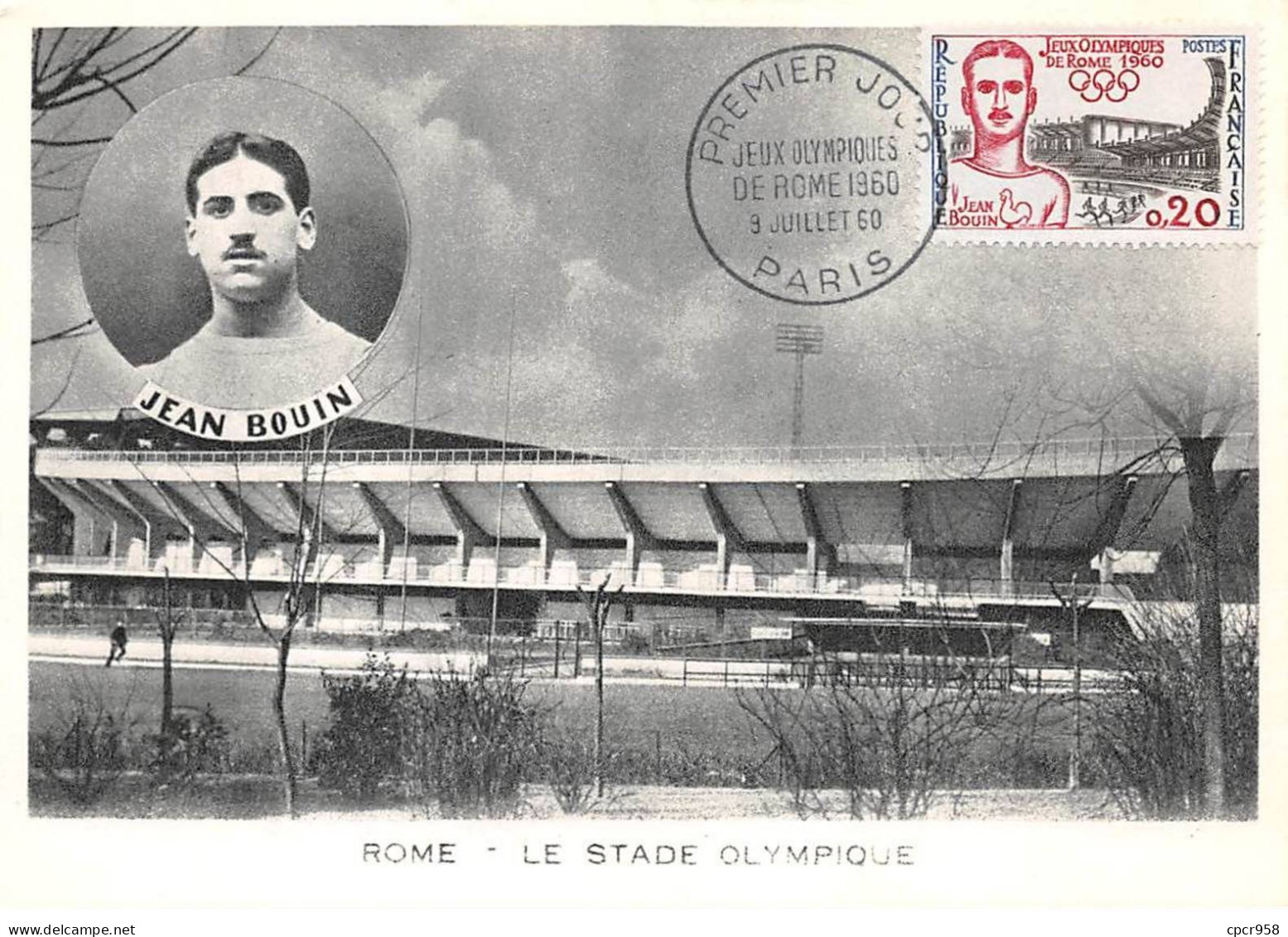Carte Maximum - FRANCE - COR12779 - 09/07/1960 - Stade Olympique De Rome - Cachet Paris - 1960-1969