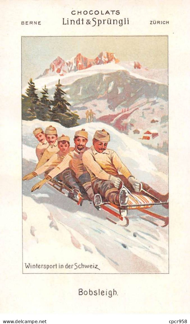 Chromos - COR14828 - Chocolats Lindt & Sprüngli - Hommes - Luge - Montagne - 14x8 Cm Environ - En L'état - Autres & Non Classés