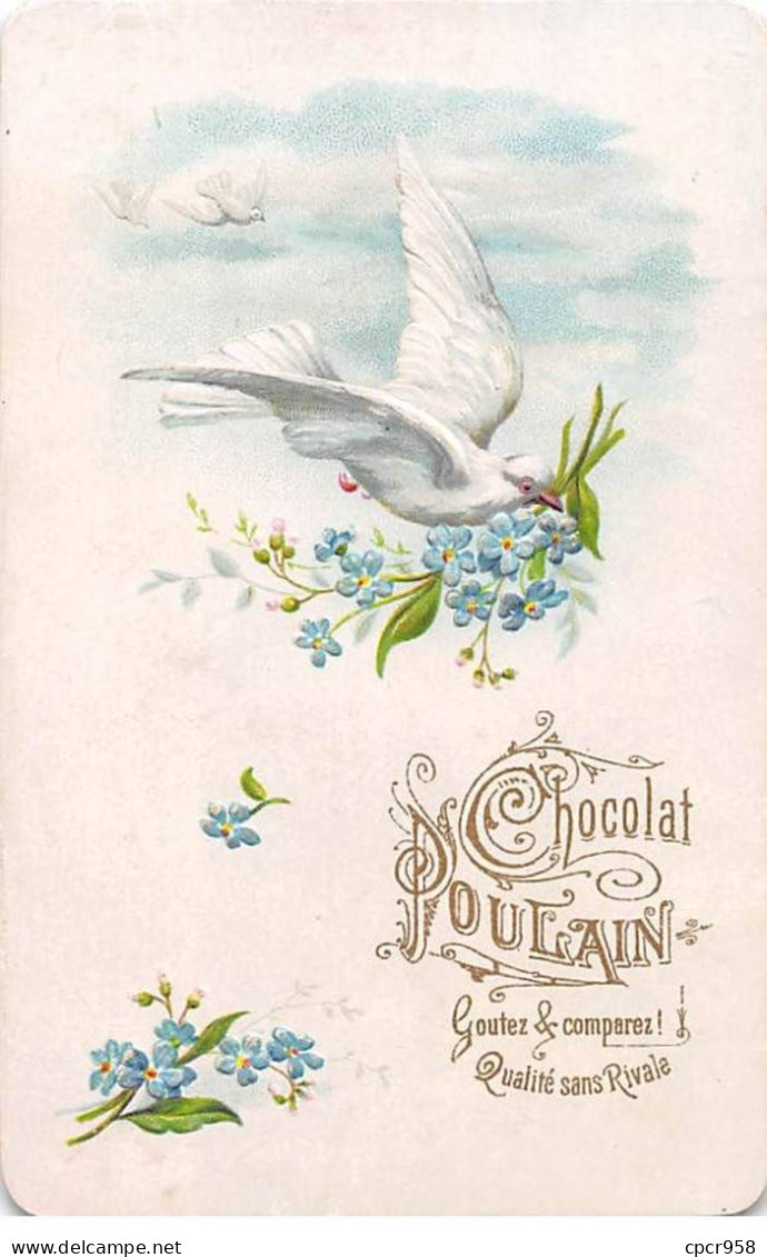 Chromos - COR14955 - Chocolat Poulain - Oiseau - Fleurs - 11x7 Cm Environ - Poulain