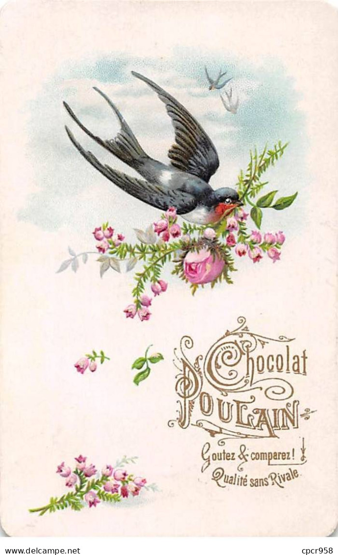 Chromos - COR14956 - Chocolat Poulain - Oiseau - Fleurs - 11x7 Cm Environ - Poulain