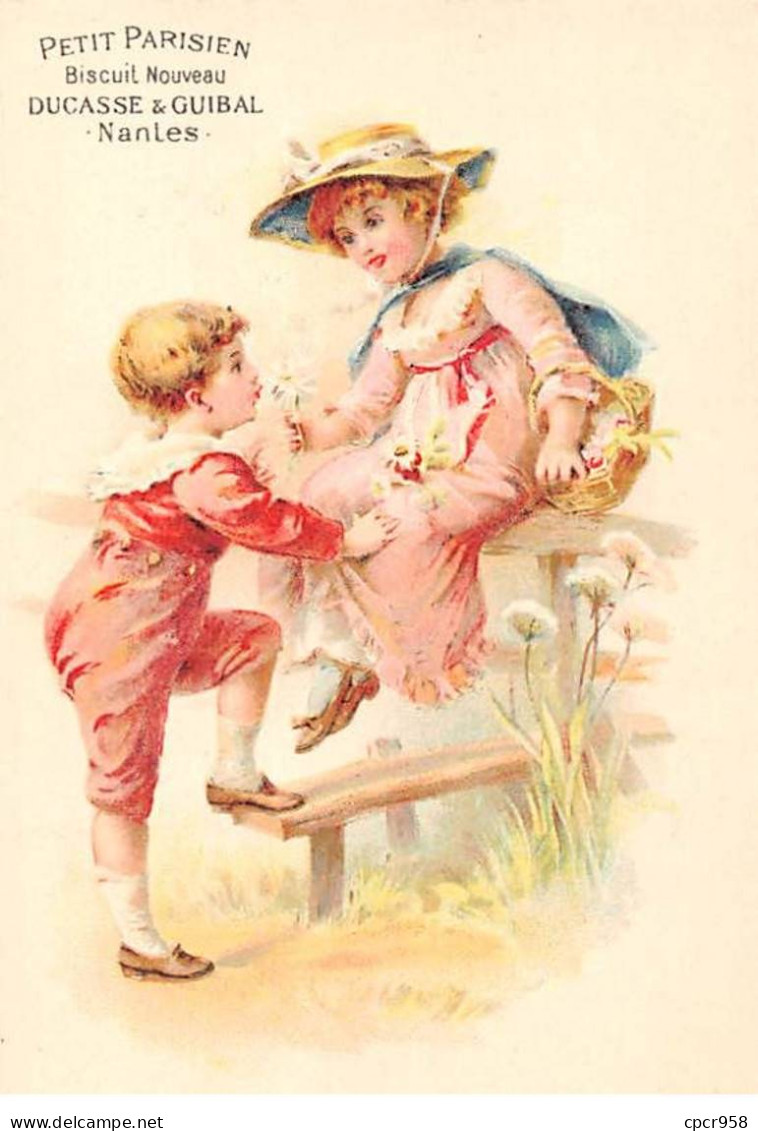 CHROMOS.AM23862.7x10 Cm Env.Petit Parisien.Biscuit Nouveau.Ducasse & Guibal.Enfants.Fleurs - Autres & Non Classés