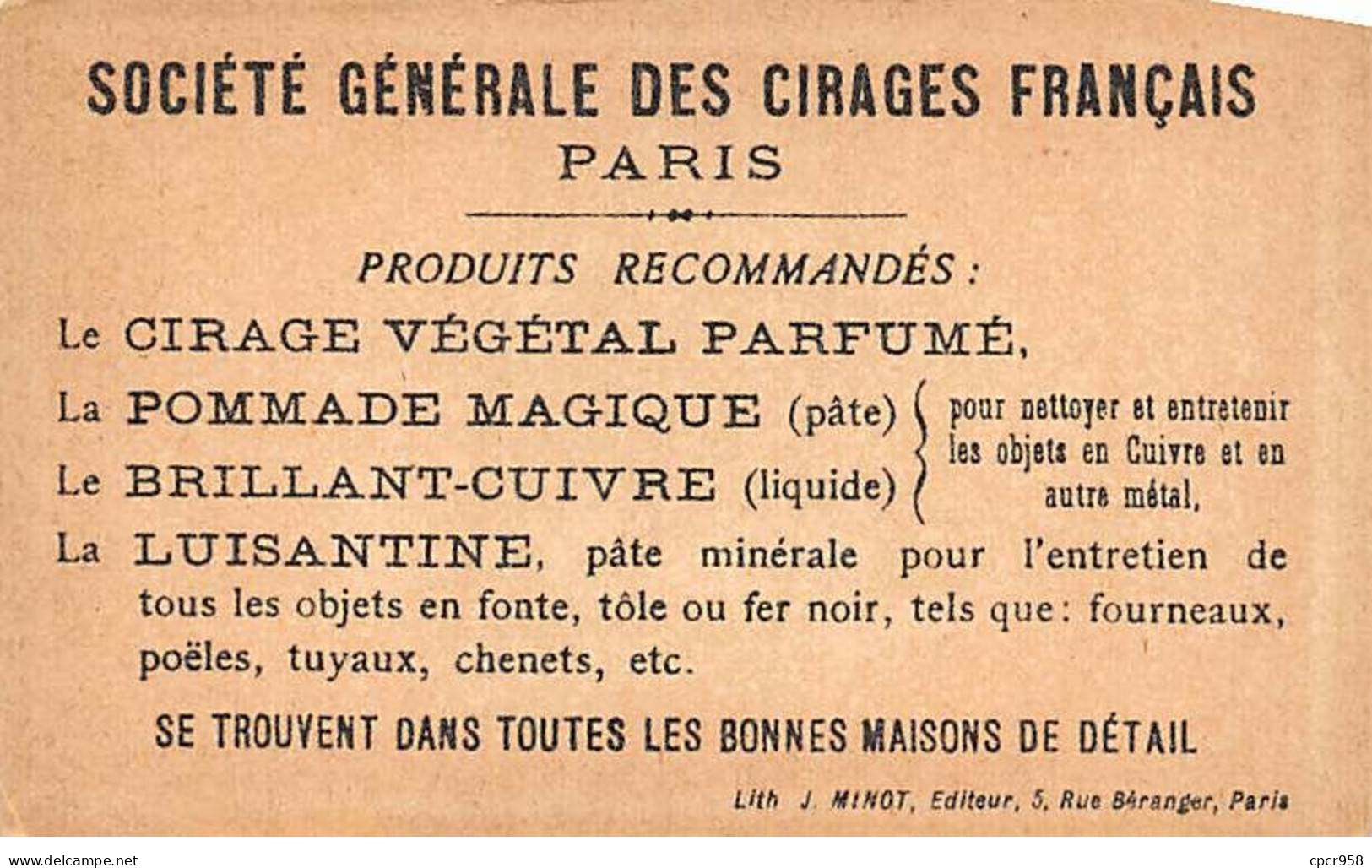 CHROMOS.AM23722.7x10 Cm Env.Société Générale Des Cirages Français.Hommes - Autres & Non Classés