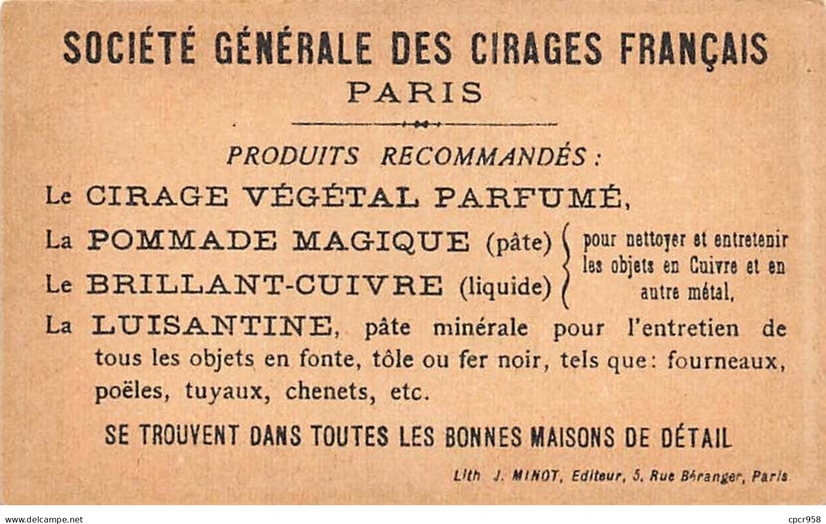 CHROMOS.AM23717.7x10 Cm Env.Société Générale Des Cirages Français.Fulgor.Hommes.Boisson - Autres & Non Classés