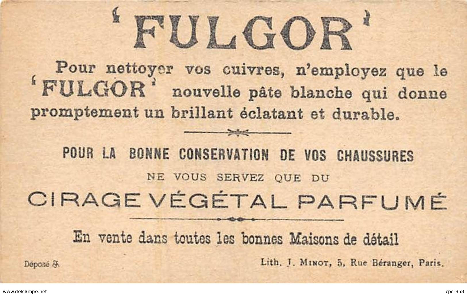 CHROMOS.AM23632.6x10 Cm Env.Société Générale Des Cirages Français.Fulgor.L'eau Chaude Sans Feu Ni Bouillotte - Sonstige & Ohne Zuordnung