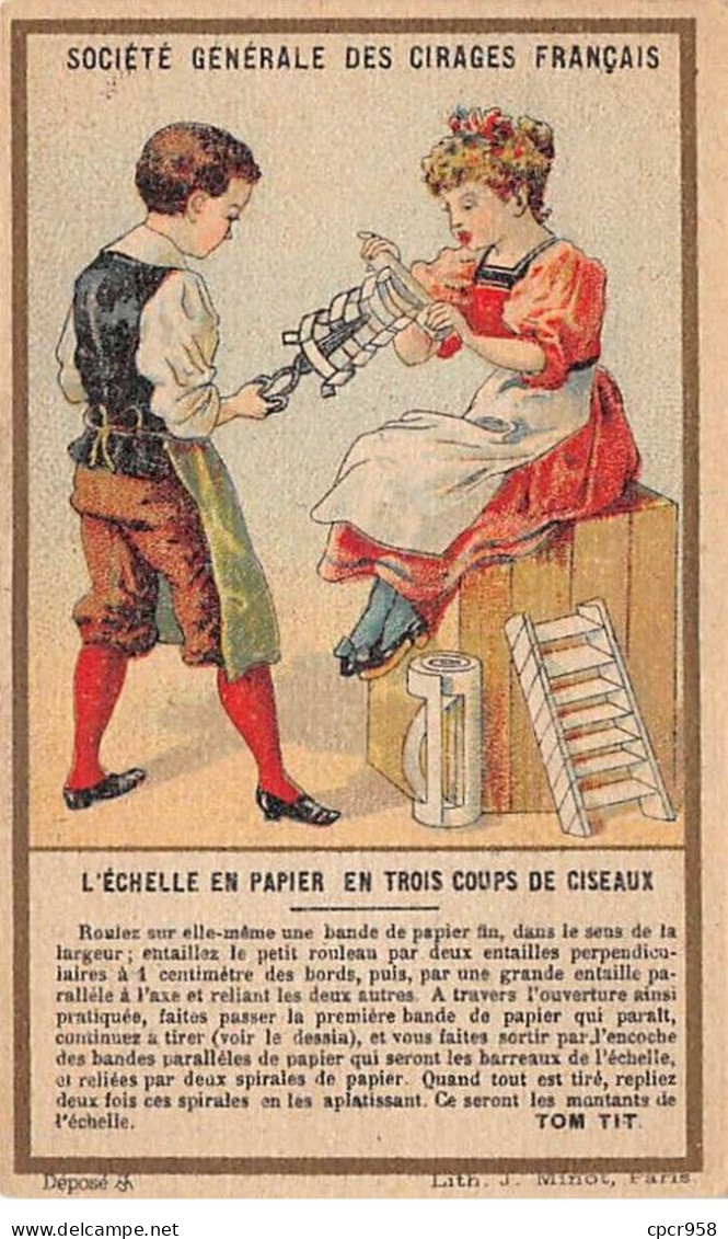 CHROMOS.AM23624.6x10 Cm Env.Société Générale Des Cirages Français.Fulgor.L'échelle En Papier En Trois Coups De Ciseaux - Sonstige & Ohne Zuordnung