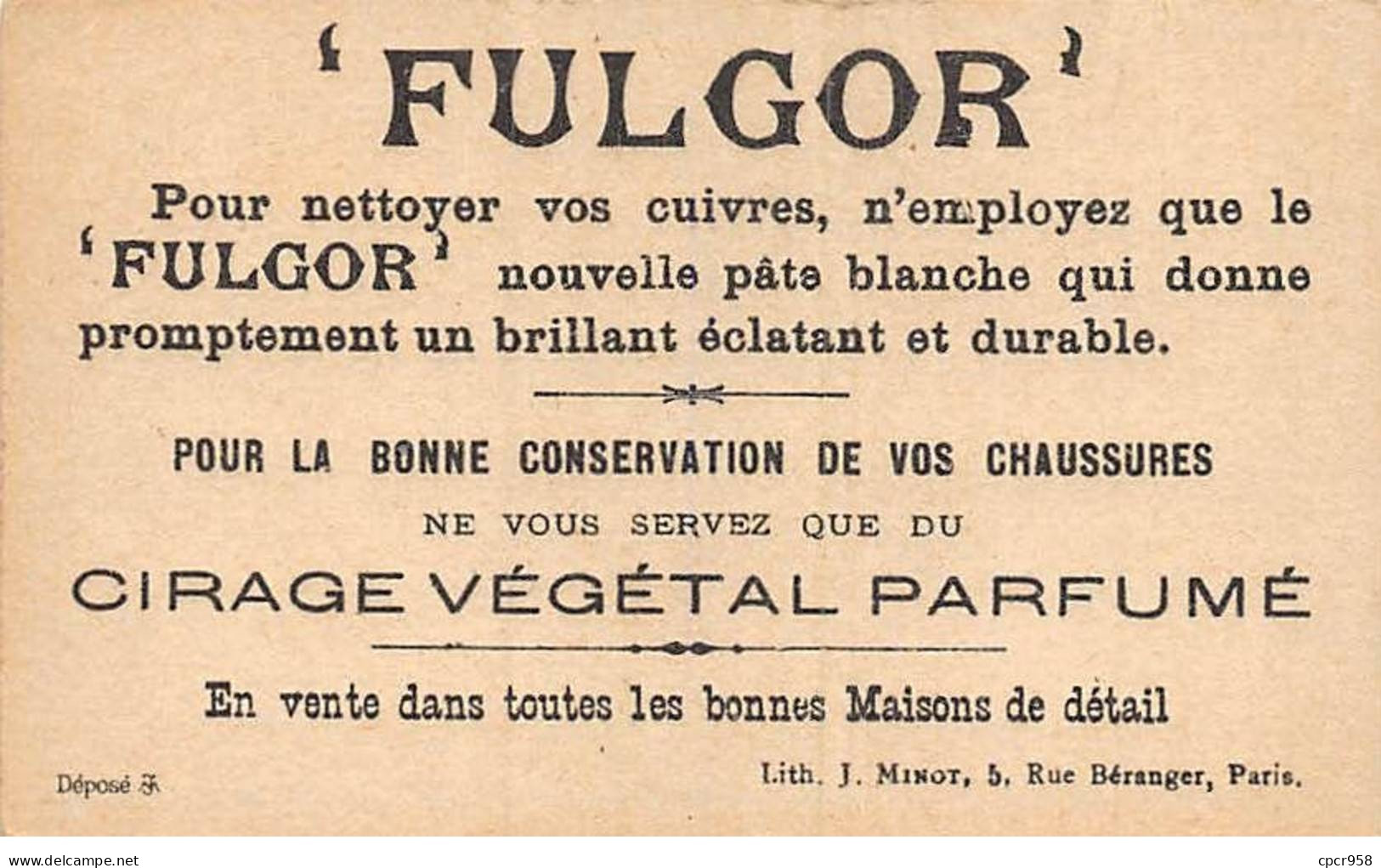 CHROMOS.AM23628.6x10 Cm Env.Société Générale Des Cirages Français.Fulgor.La Coudée - Sonstige & Ohne Zuordnung