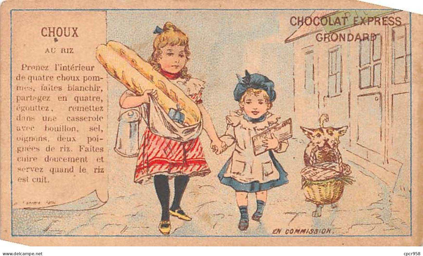 CHROMOS.AM23582.7x11 Cm Env.Chocolat Express Grondard.Recette Choux Au Riz.En Commission - Sonstige & Ohne Zuordnung