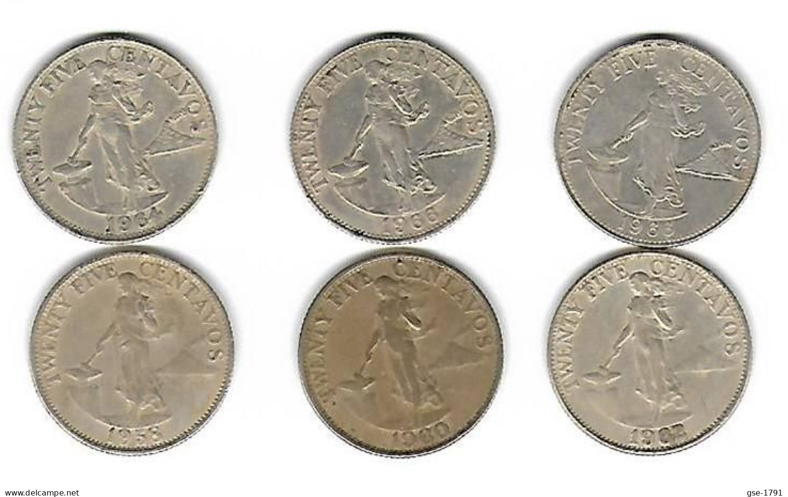 PHILIPPINES Républic Décimal, Petites Monnaies, Femme 25 Centavos  KM 189.1 & 189.2 - Philippinen