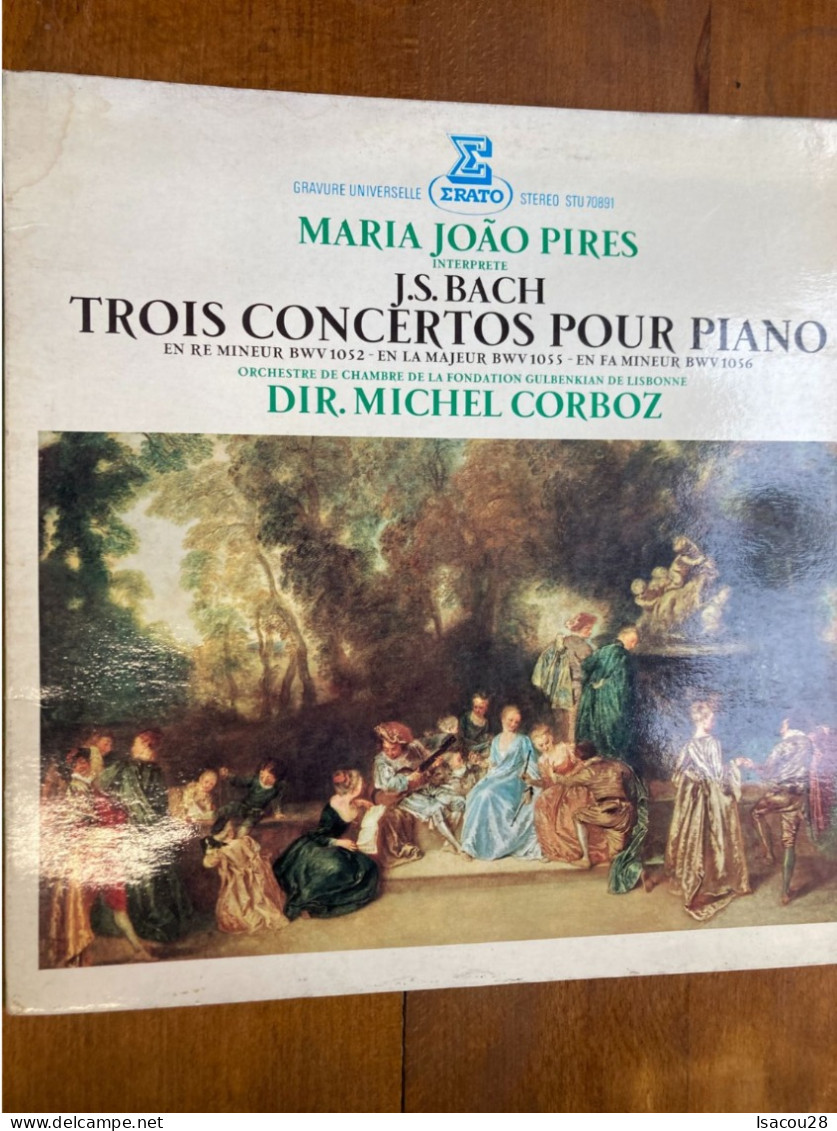 LP - 33T - J.S. BACH- MARIA JOAO PIRES INTERPRETE 3 CONCERTOS POUR PIANO- DIR.MICHEL CORBOZ-  VOIR POCHETTE - Klassiekers