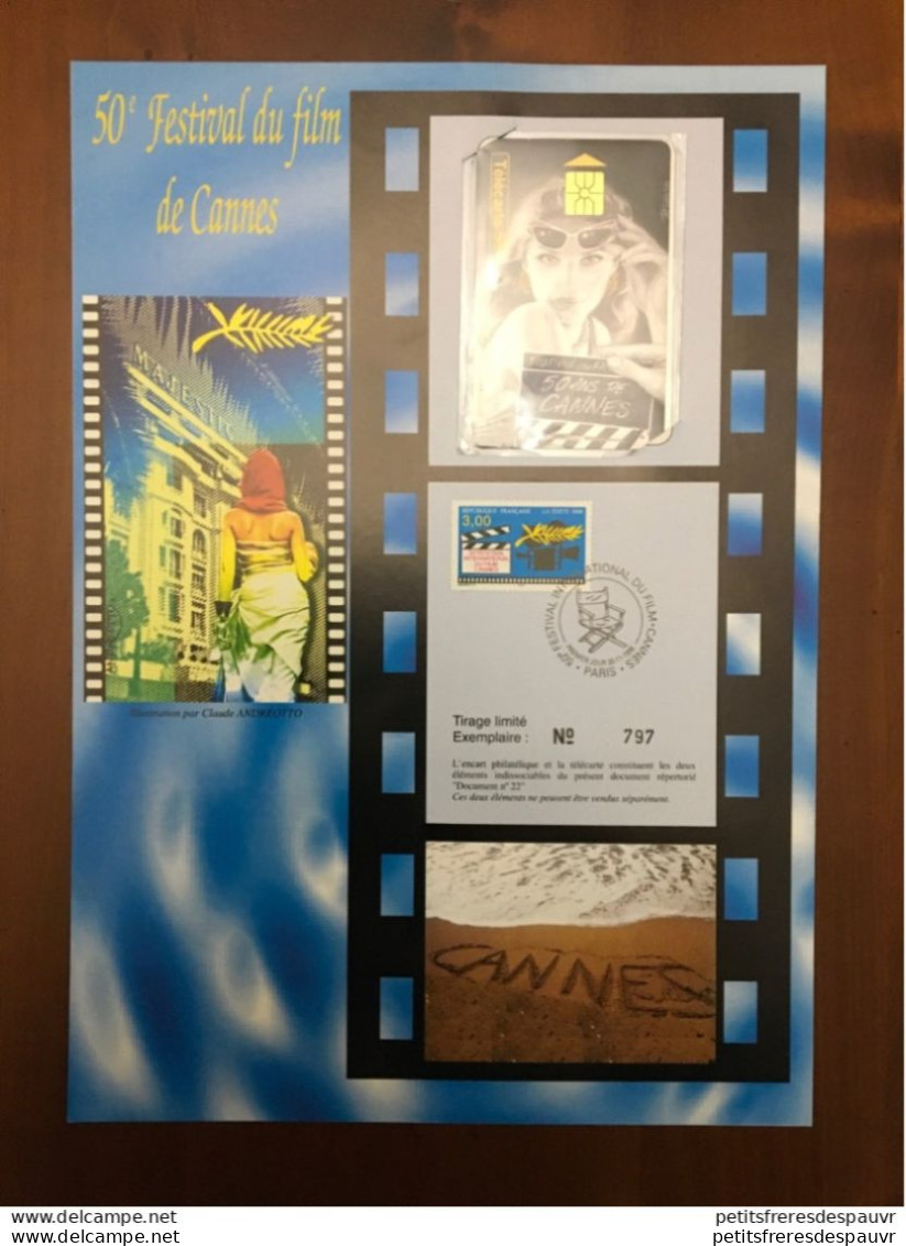 2 Télécartes Et Encarts Philatéliques Sur Le Cinéma : Festival De Cannes (1996) & Lumière (1995) - 1er Jour - Cinéma