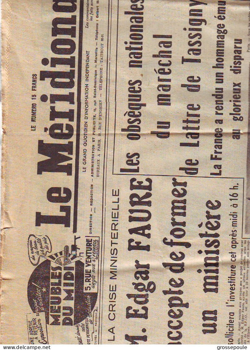 LE MERIDIONAL 17.1.1952 LATTRE TASSIGNY FAUSTO COPPI RALLYE HYERES GARDE SOLLIES PIERREFEU CRAU SKI - 1950 à Nos Jours
