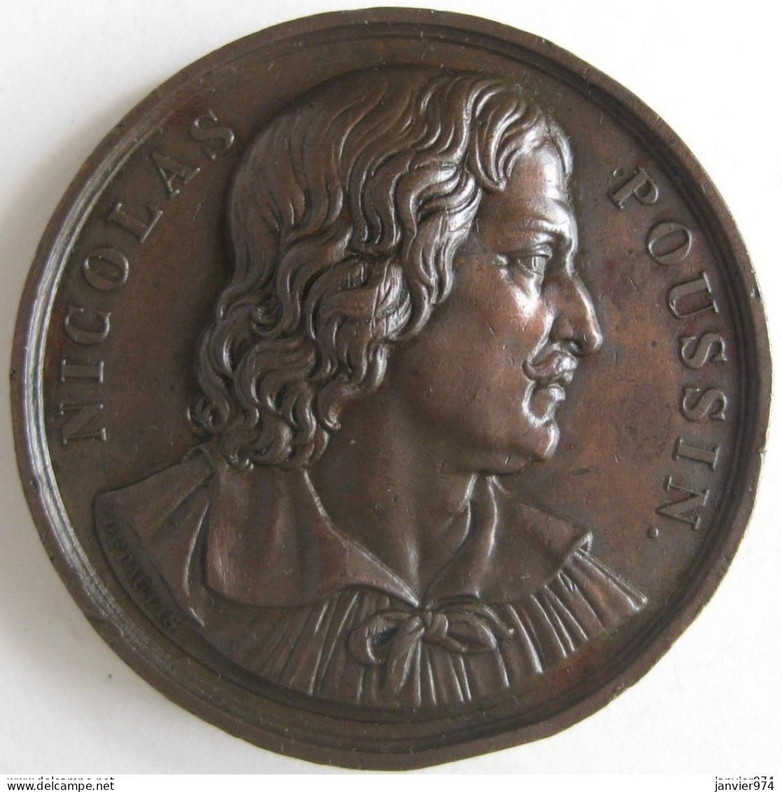 Médaille En Cuivre, NICOLAS POUSSIN Les Andelys Normandie, Peintre Français 1851, Par DEPAULIS - Other & Unclassified