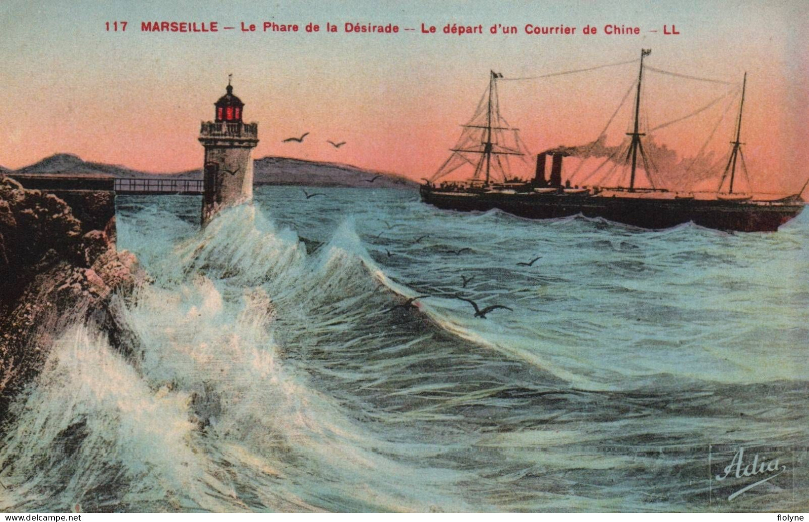 Marseille - Le Phare De La Désirade - Le Départ D'un Courrier De CHINE , China - Bateau Paquebot - Puerto Viejo (Vieux-Port), Saint Victor, Le Panier