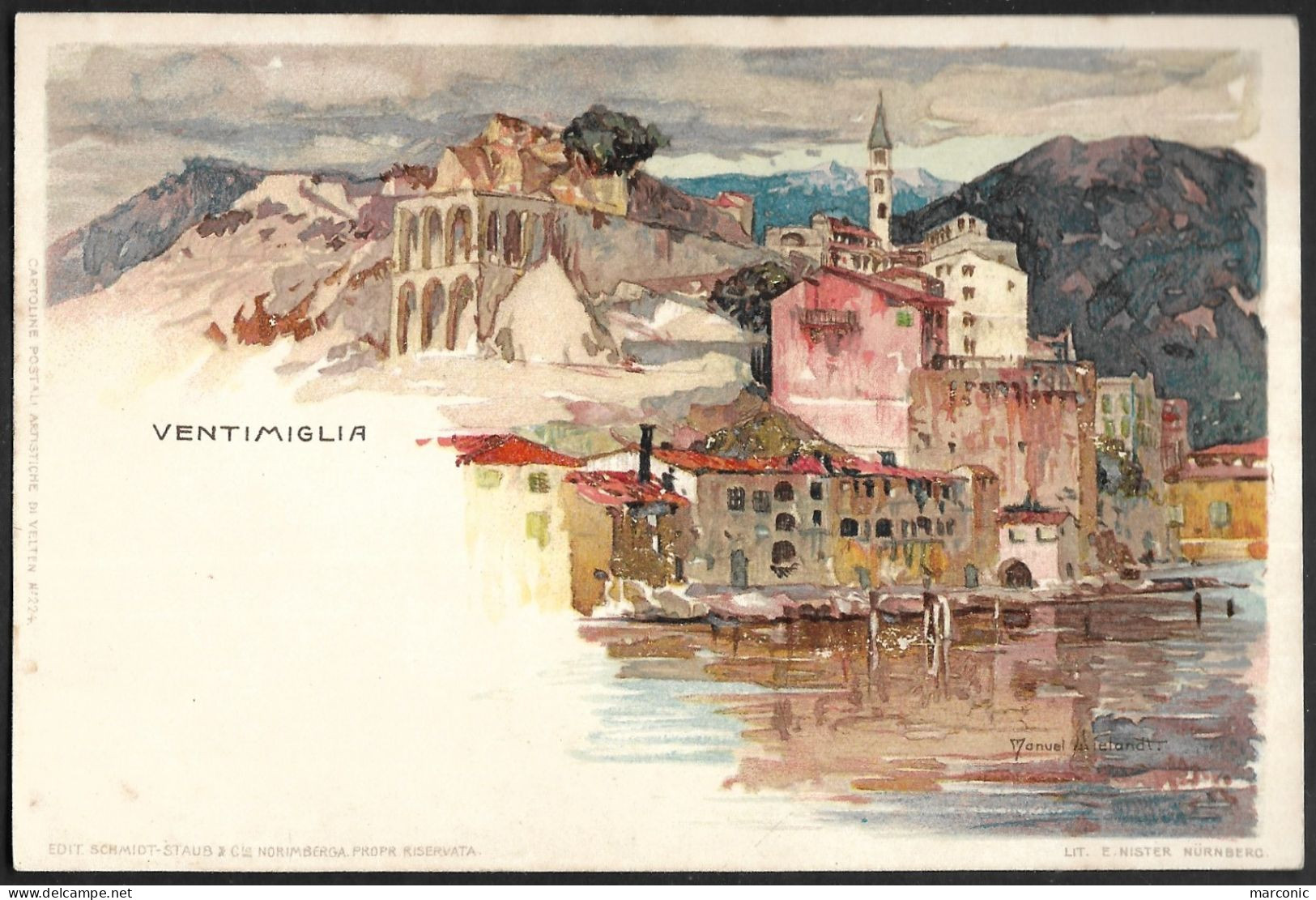 Italie, Manuel WIELANDT - Lithographie - VENTIMIGLIA - Wielandt, Manuel