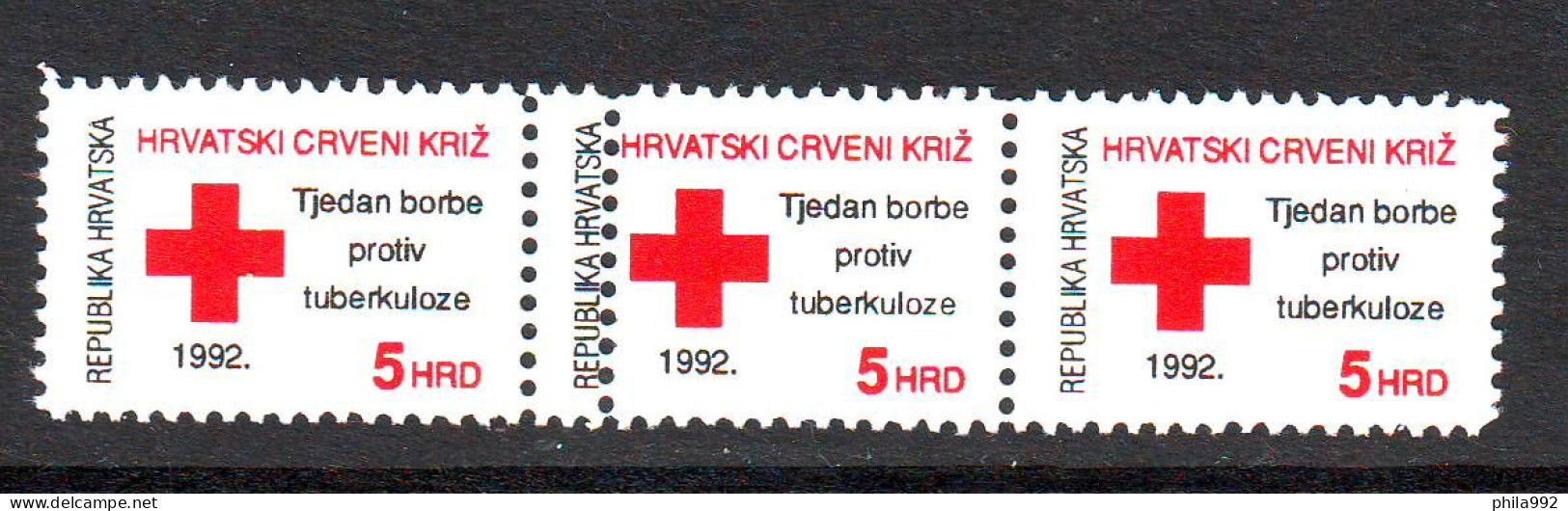 Croatia 1992 Charity Stamp Mi.No 24 Red Cross TBC Trojac , One Brand Double Serration   MNH - Kroatien