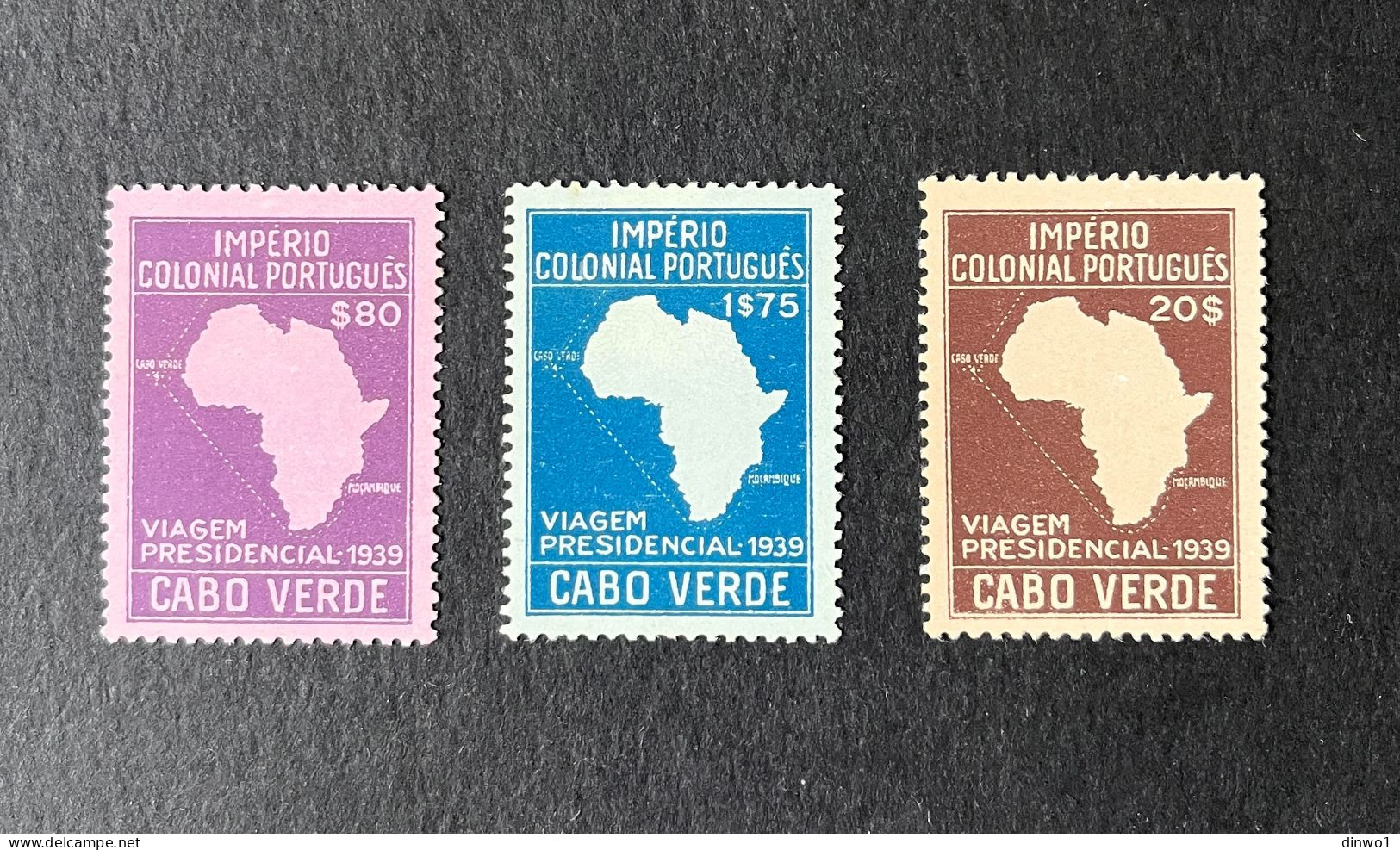 (T3) Cabo Verde Cape Verde 1939 Presidential Visit Complete Set - MH - Cape Verde