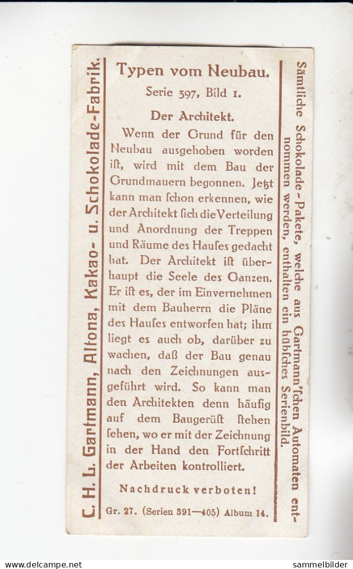 Gartmann Typen Vom Neubau Der Architekt   Serie 397 #1 Von 1914 - Sonstige & Ohne Zuordnung