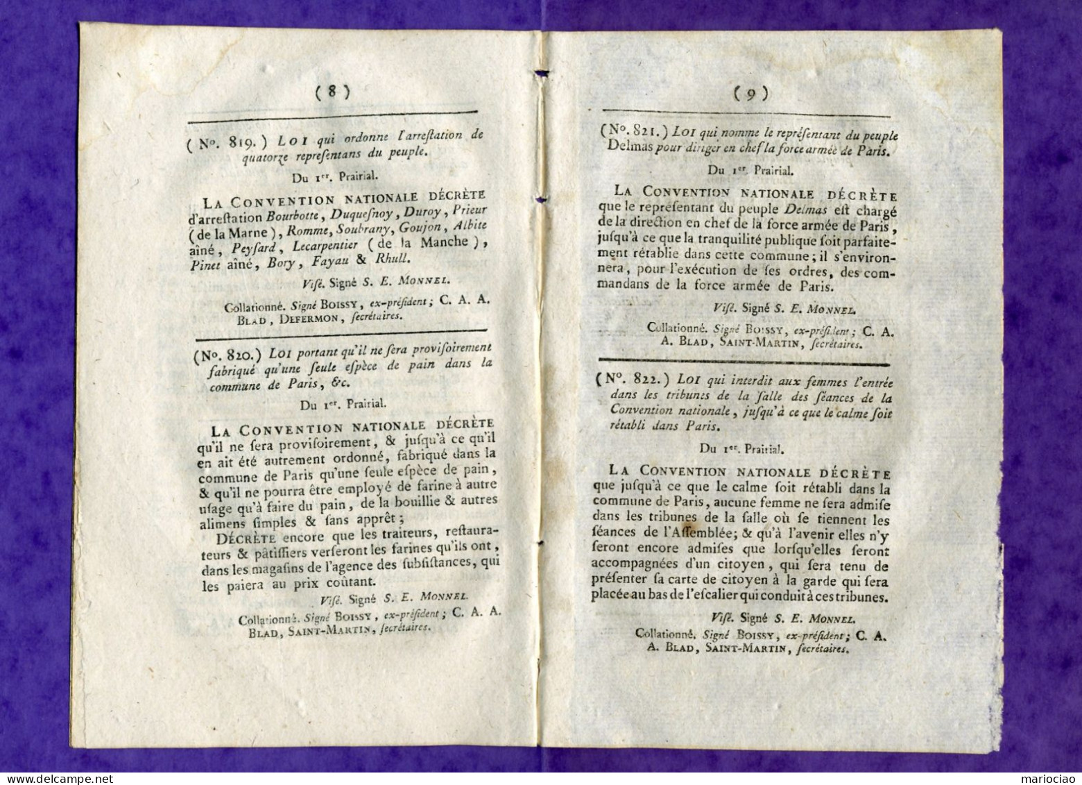 D-FR Révolution 1795 La Convention Enjoint à Tous Les Citoyens De Se Porter En Armes Aux Chefs-lieux - Documents Historiques