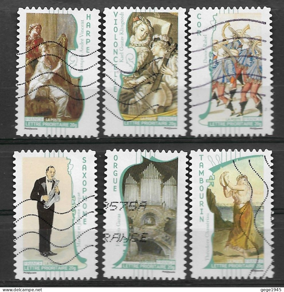 France 2010  Oblitéré  Autoadhésif  N° 391 - 392 - 394 - 395 - 396 - 400   "  Art La Musique  "  - - Used Stamps