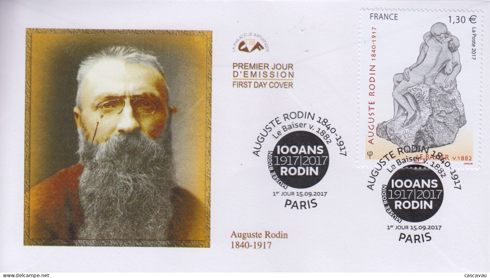 Enveloppe  FDC  1er  Jour    FRANCE    LE  BAISER   Oeuvre  De   Auguste   RODIN    2017 - 2010-2019