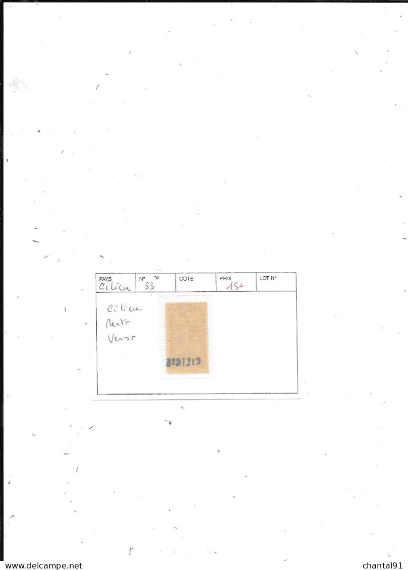 CILICIE N° 33 * SURCHARGE RECTO VERSO - Unused Stamps