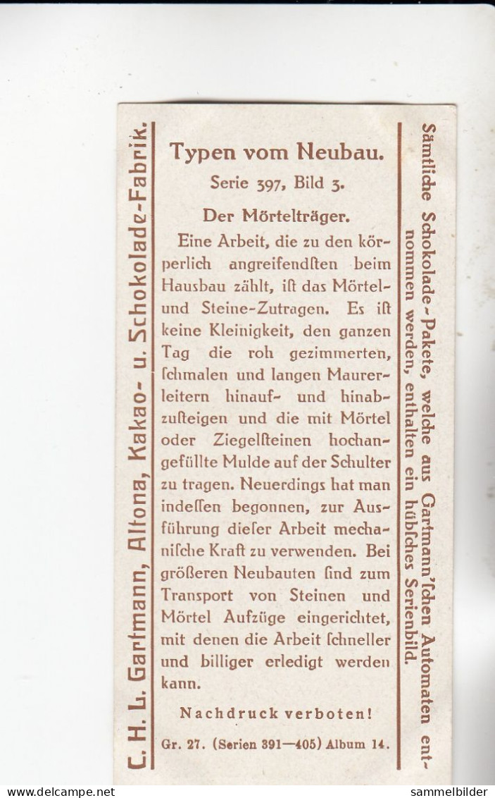 Gartmann Typen Vom Neubau Der Mörtelträger    Serie 397 #3 Von 1914 - Other & Unclassified
