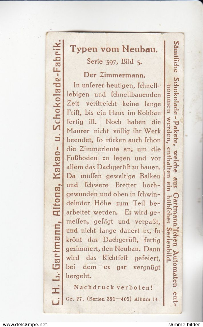 Gartmann Typen Vom Neubau Der Zimmermann    Serie 397 #5 Von 1914 - Sonstige & Ohne Zuordnung