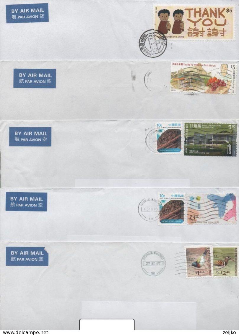 Hong Kong, 5 Air Mailed Letters 1 - Brieven En Documenten