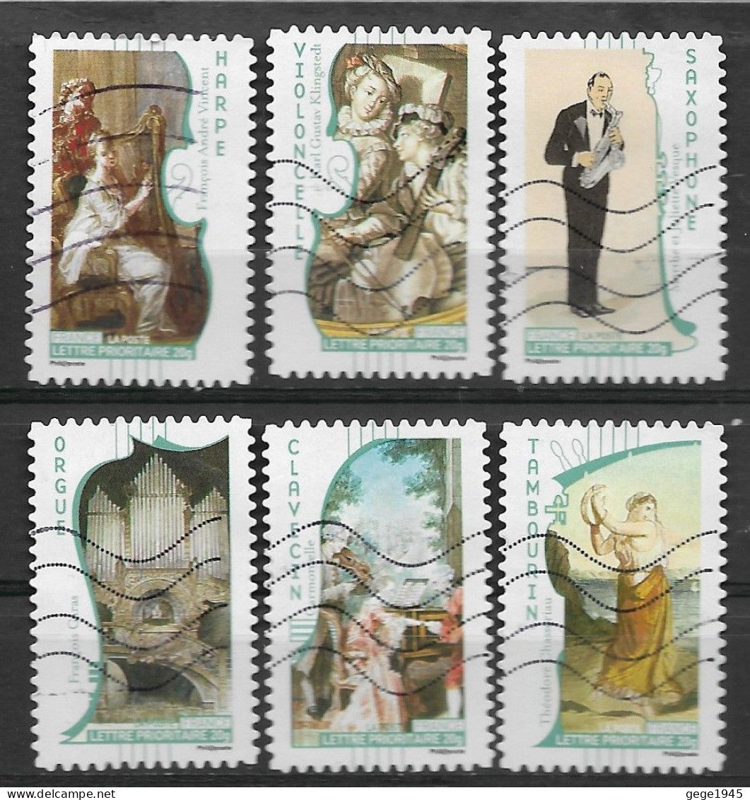 France 2010  Oblitéré  Autoadhésif  N° 391 - 392 - 395 - 396 - 398 - 400   "  Art La Musique  "  - - Used Stamps