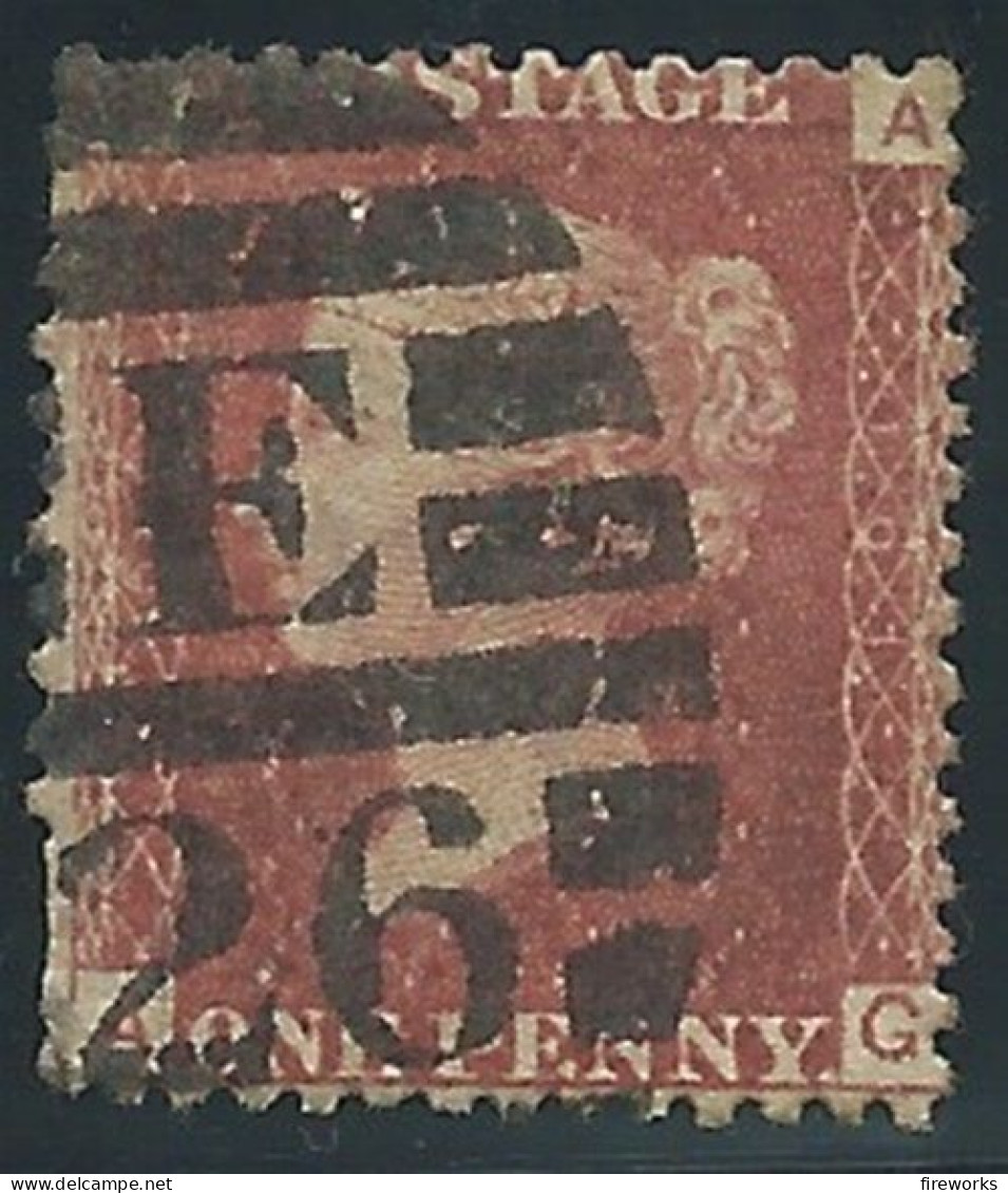 [1864] Grande-Bretagne La Reine Victoria YT#26 - Un Penny Rouge - Lettré: A.G. - Used Stamps