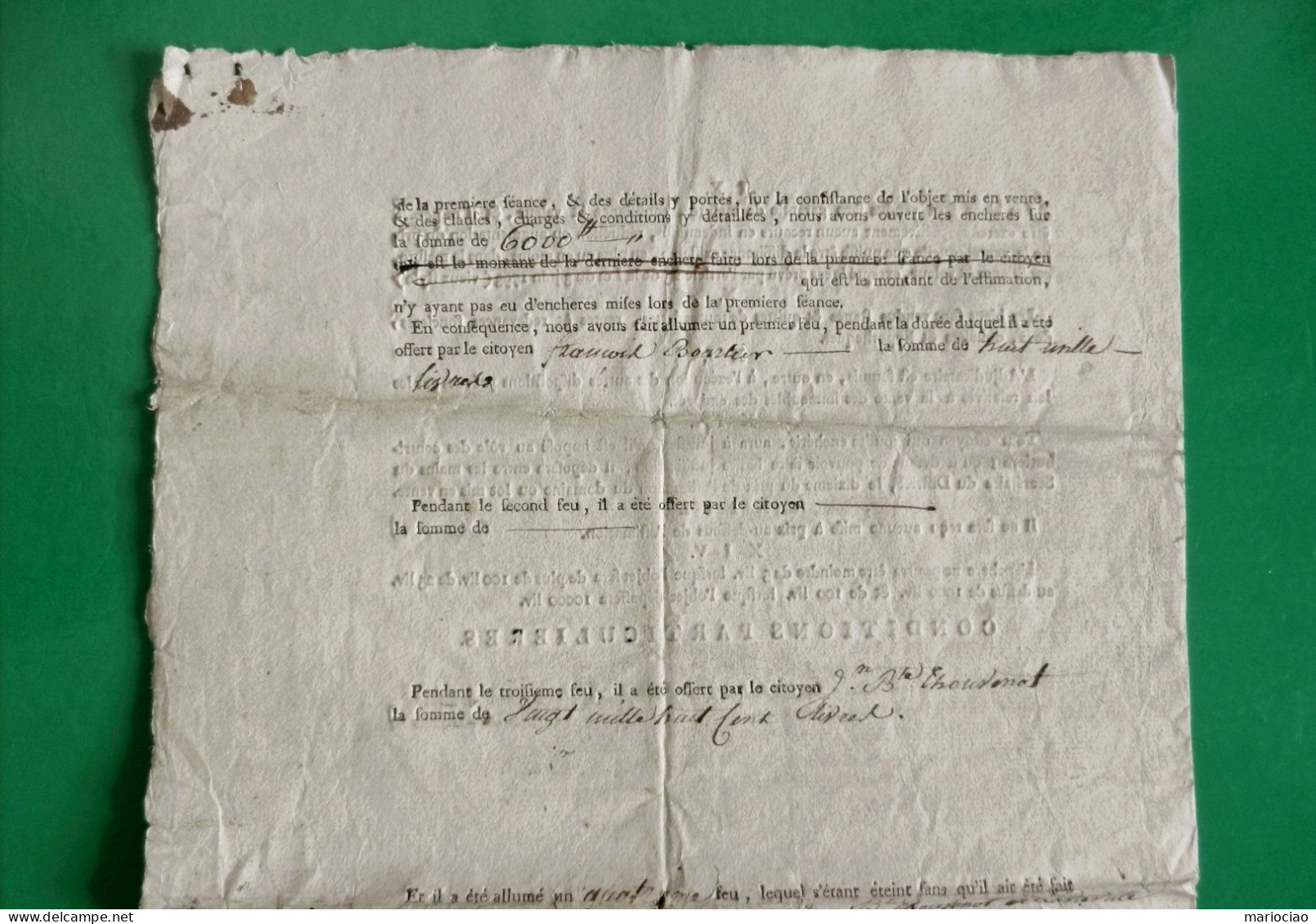 D-FR Révolution 1795 VENTE DE BIENS CONFISQUES AUX EMIGRES Mirecourt Dompaire Epinal-Vosges